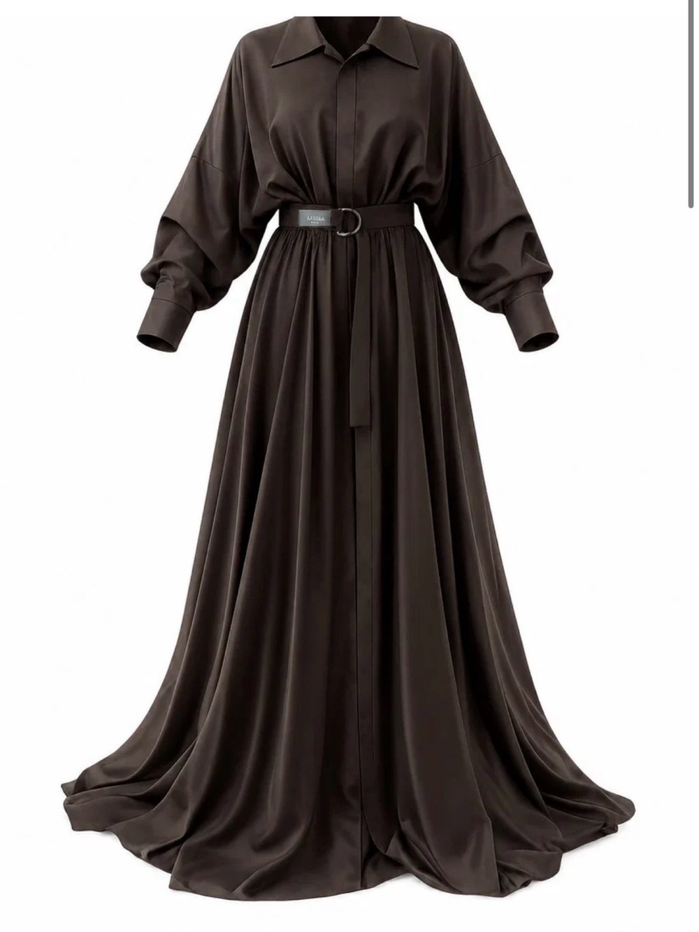 ALEEZA PARIS Milano Dramatic Belted Maxi Dress